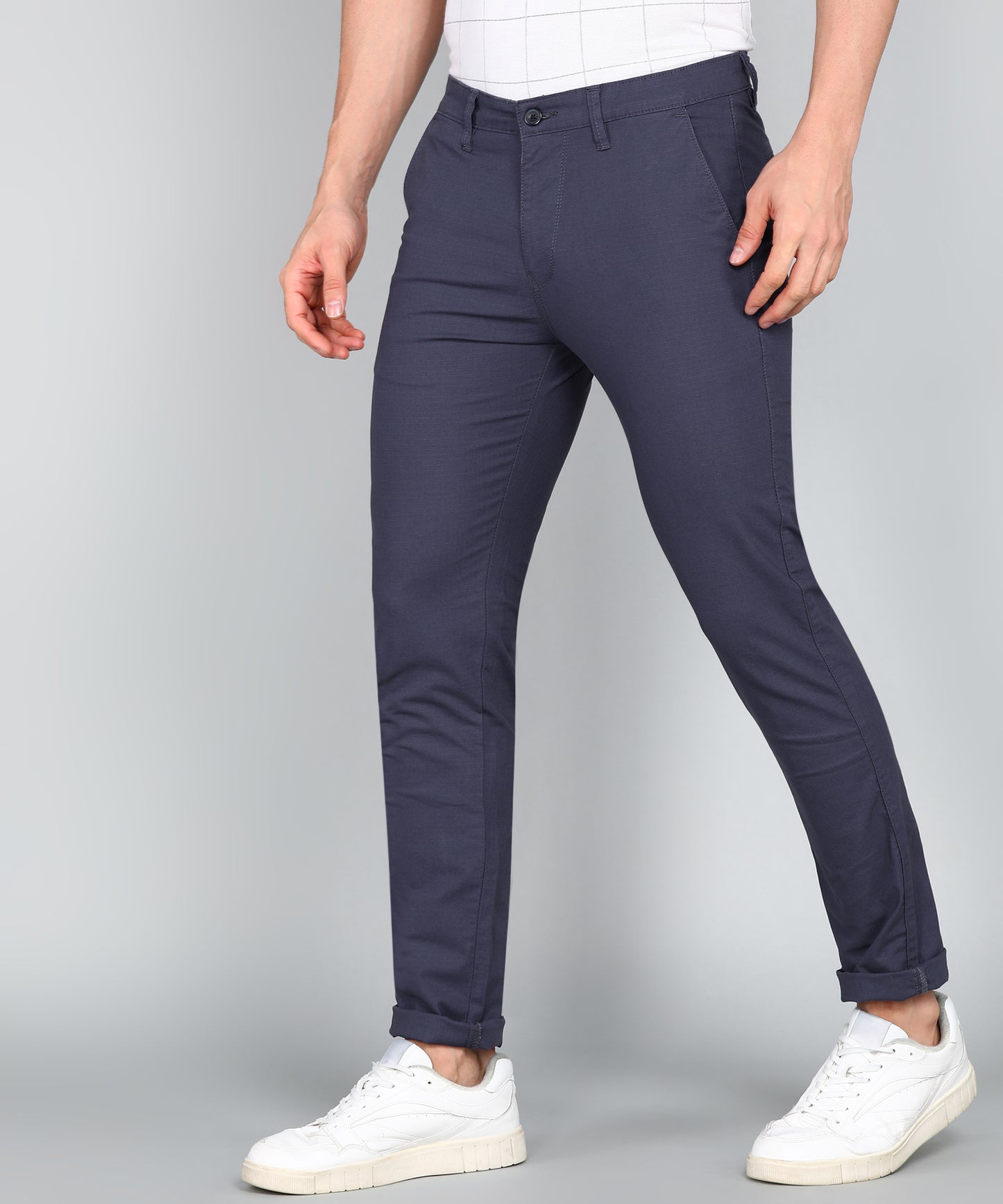 eSiddhi Men Purple blue Solid Slim Fit Chinos for Men
