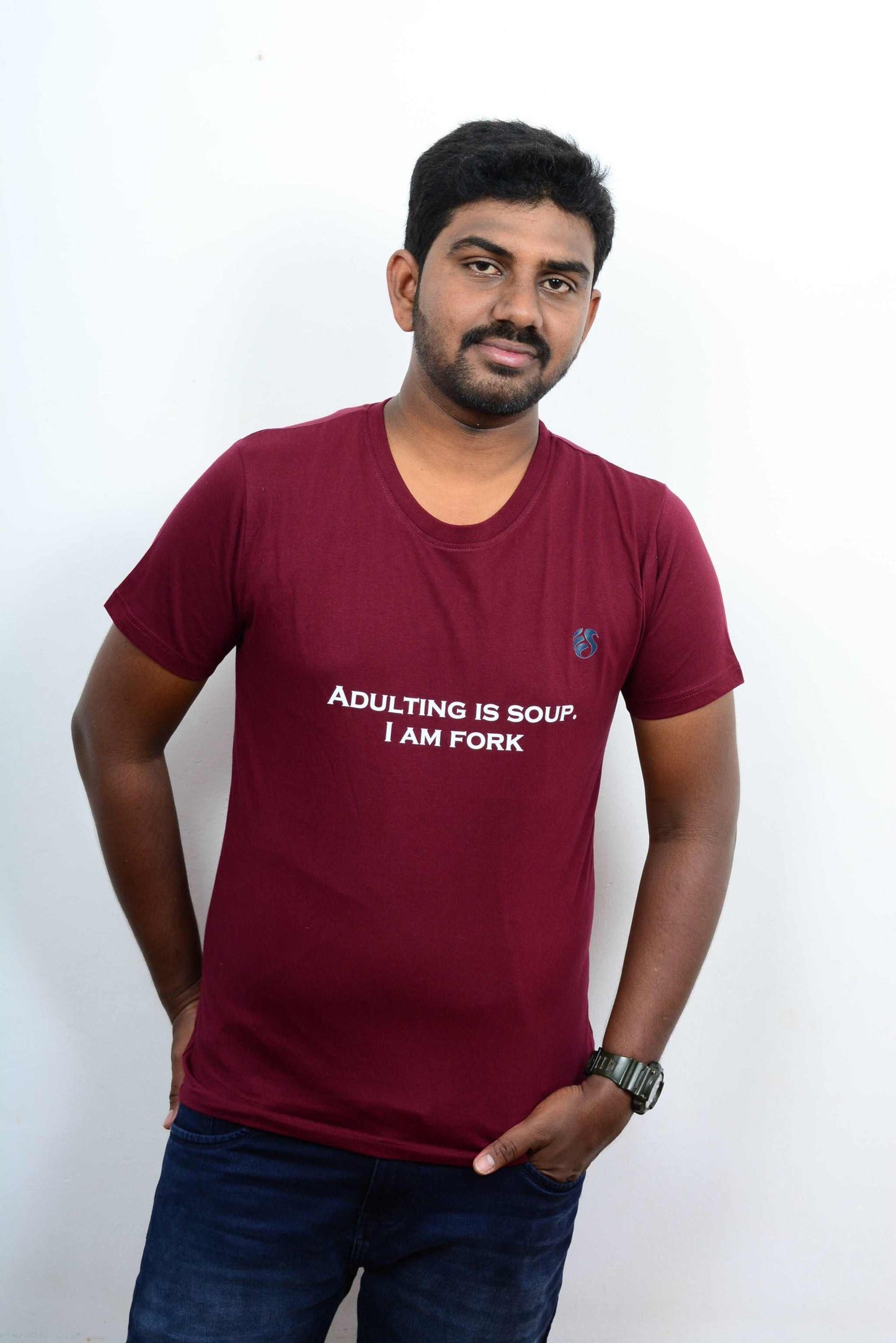 ''Adulting is soup. I am fork" Printed T-shirt