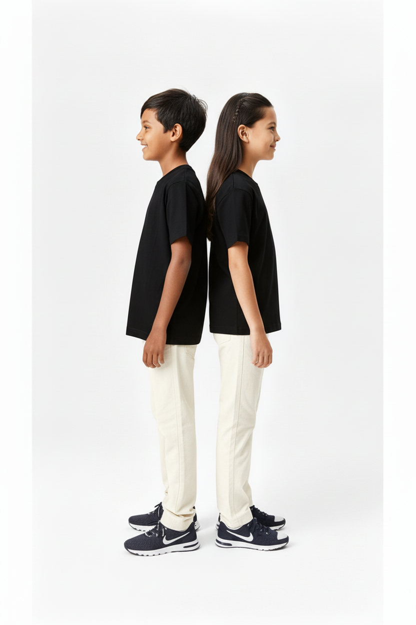 Kids' Unisex Plain Black T-Shirt