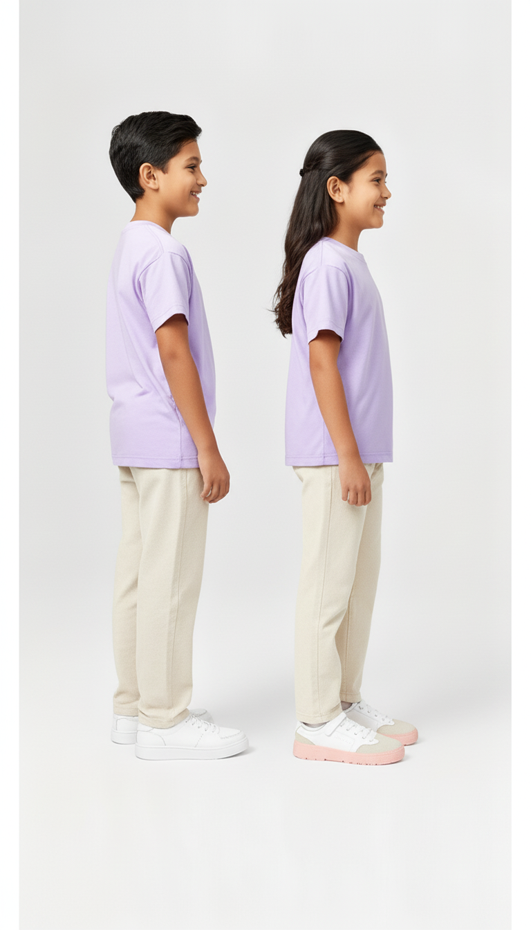 Kids' Unisex Plain Lilac T-Shirt