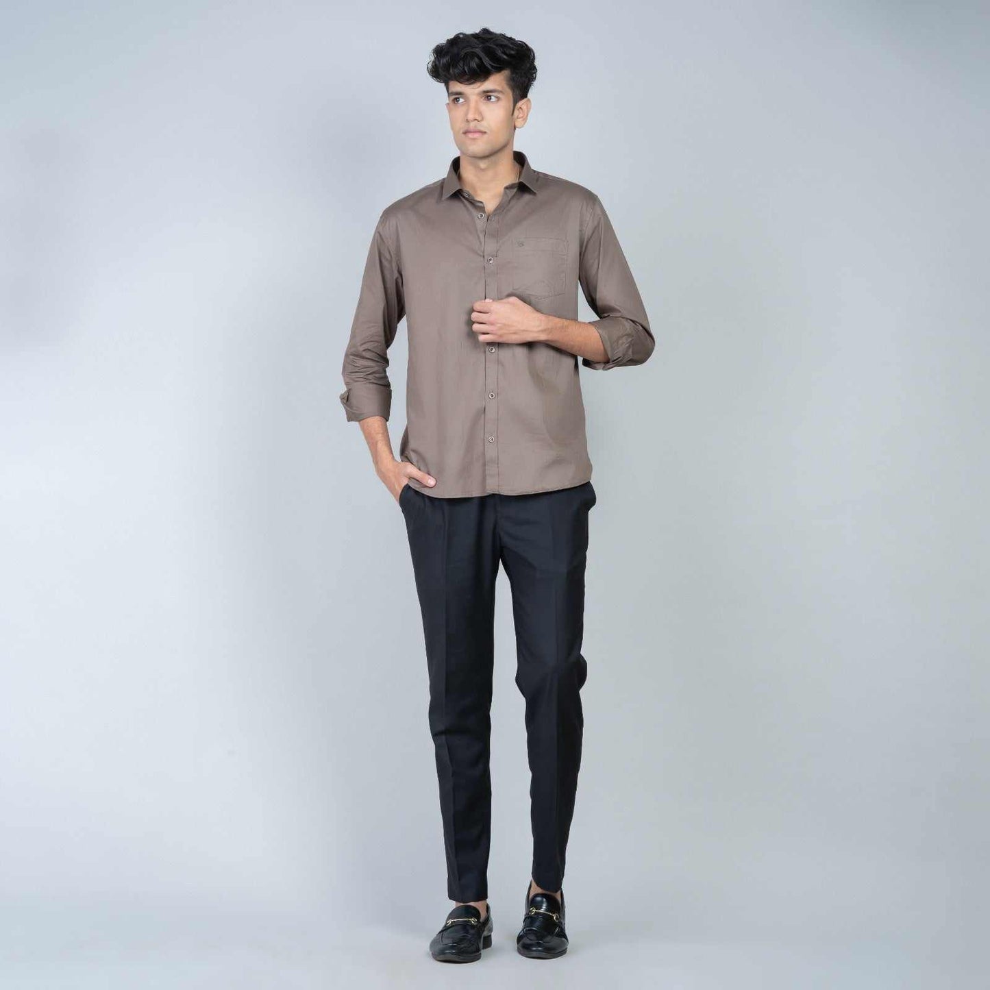 Cotton Regular Full Shirt - Grey