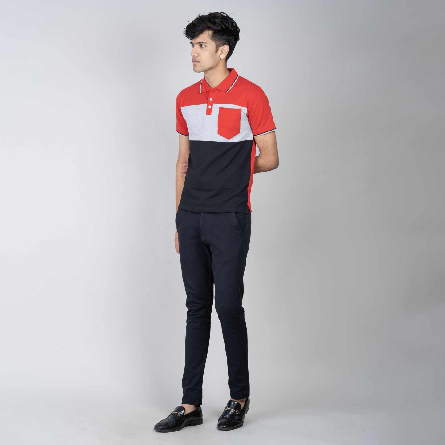 Polo T-shirt with Pocket - Red, Grey, Black