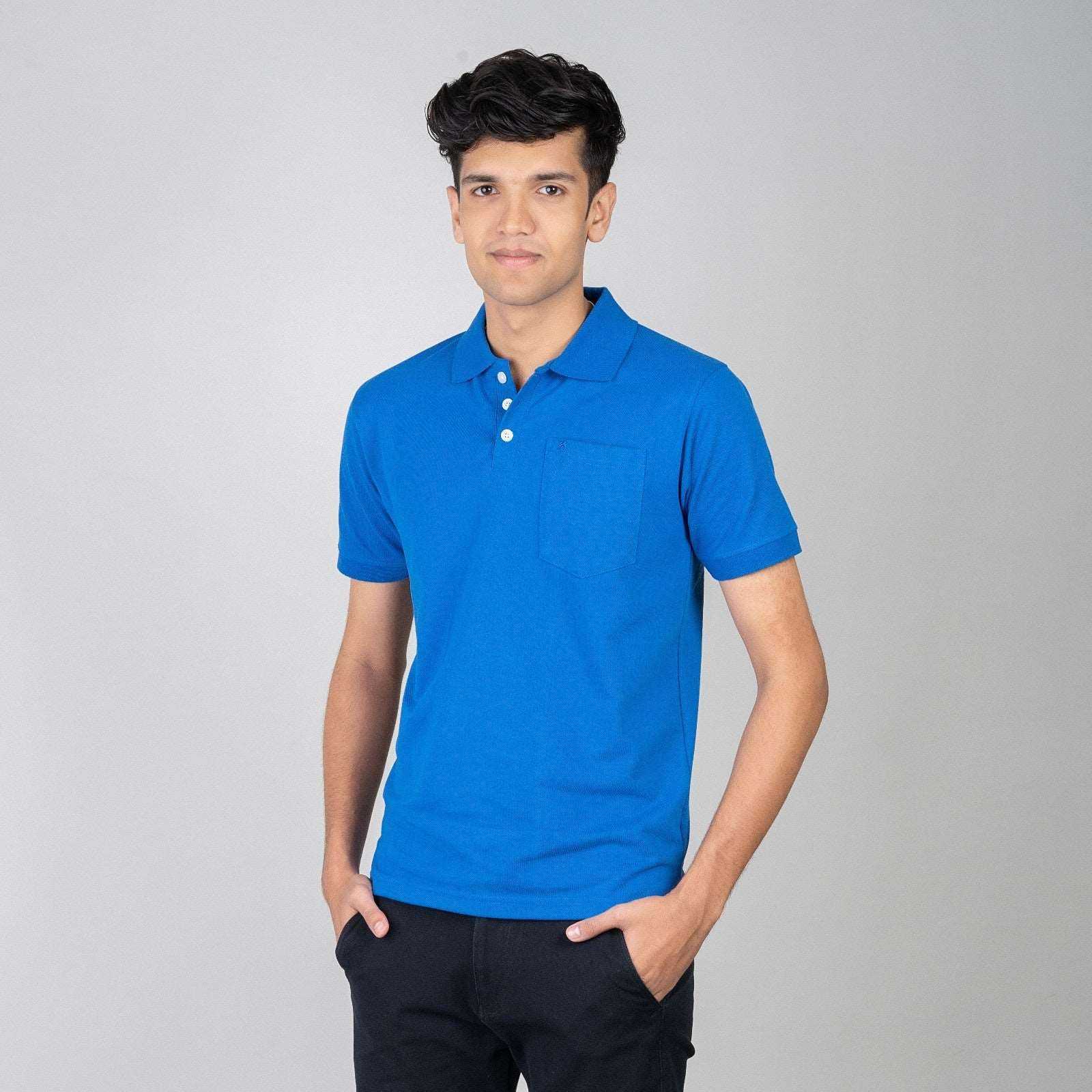 Polo T-shirt with Pocket - Navy Blue