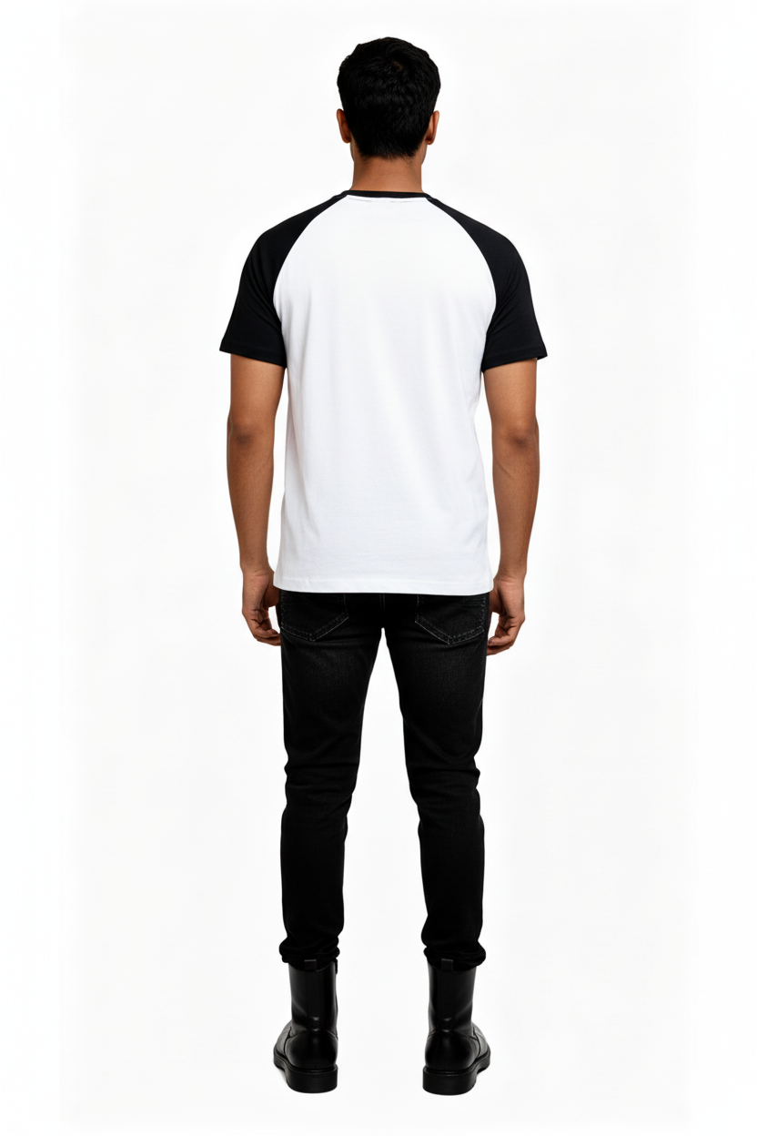 Classic Raglan Half-Sleeve T-Shirt (White/Black)