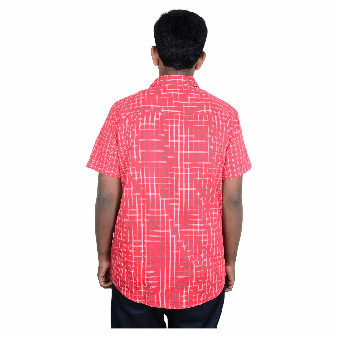 Cotton Slim Fit Half Shirt red half
