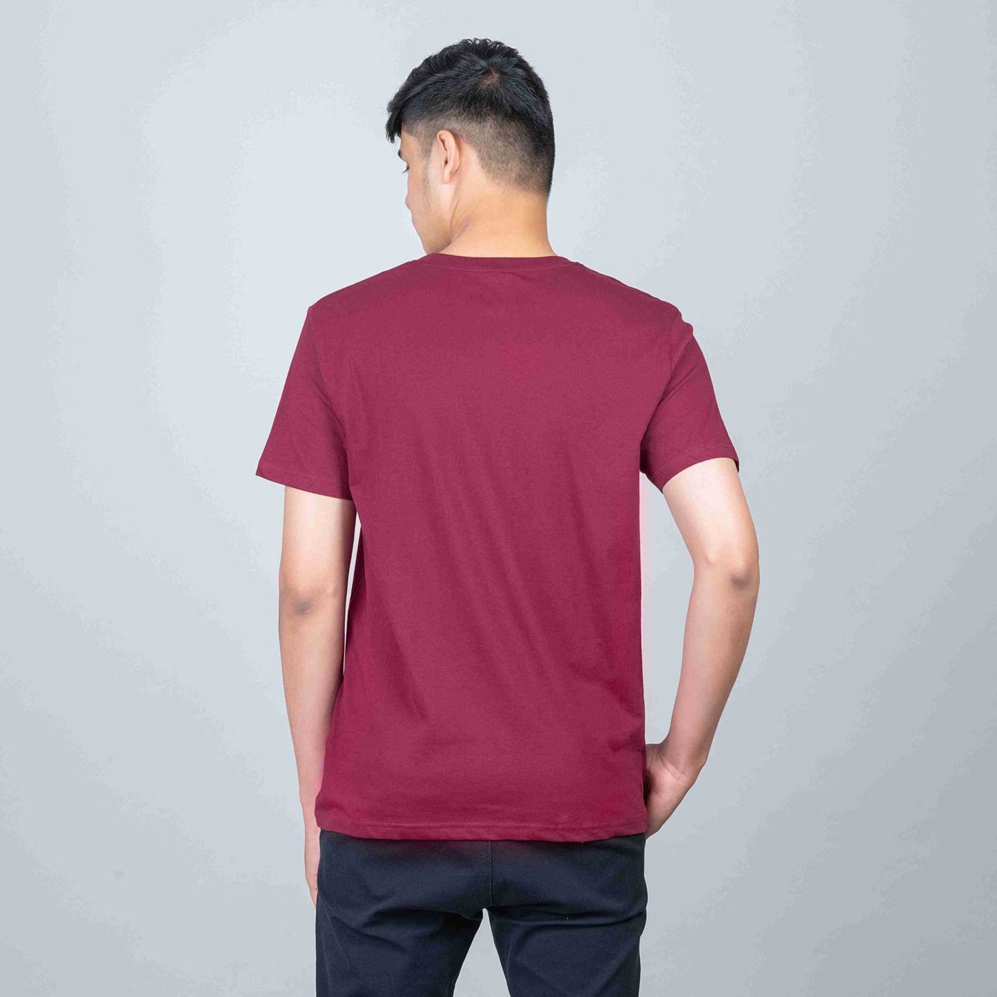 Cotton Slim Round Neck T-Shirt - Maroon