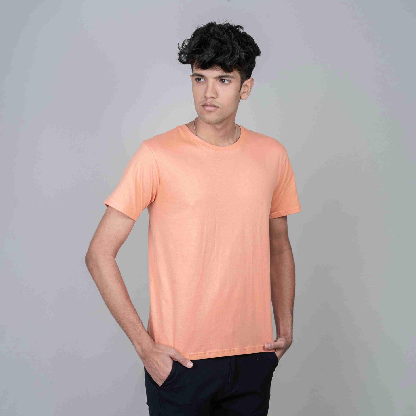 Cotton Slim Round Neck T-Shirt - Sunset
