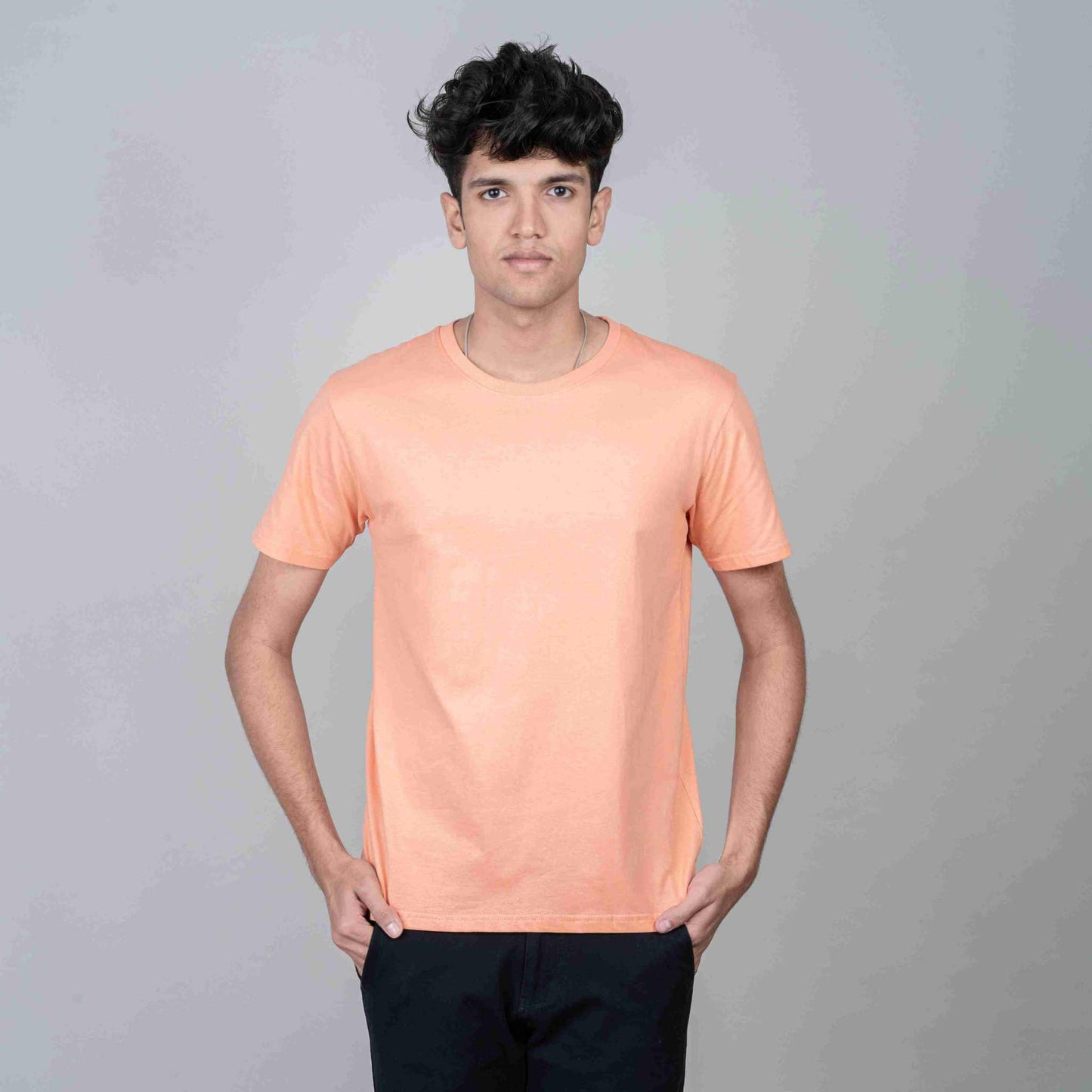 Cotton Slim Round Neck T-Shirt - Sunset