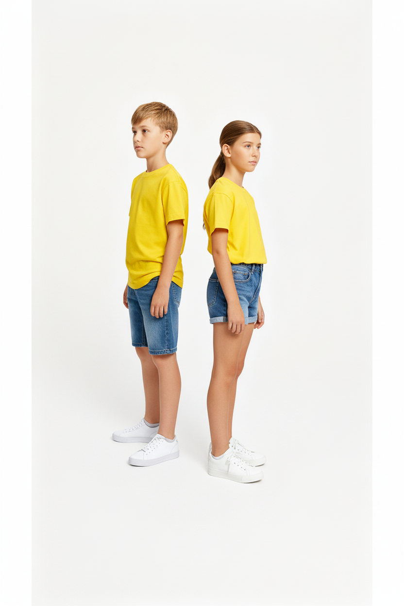 Kids' Unisex Plain Yellow T-Shirt