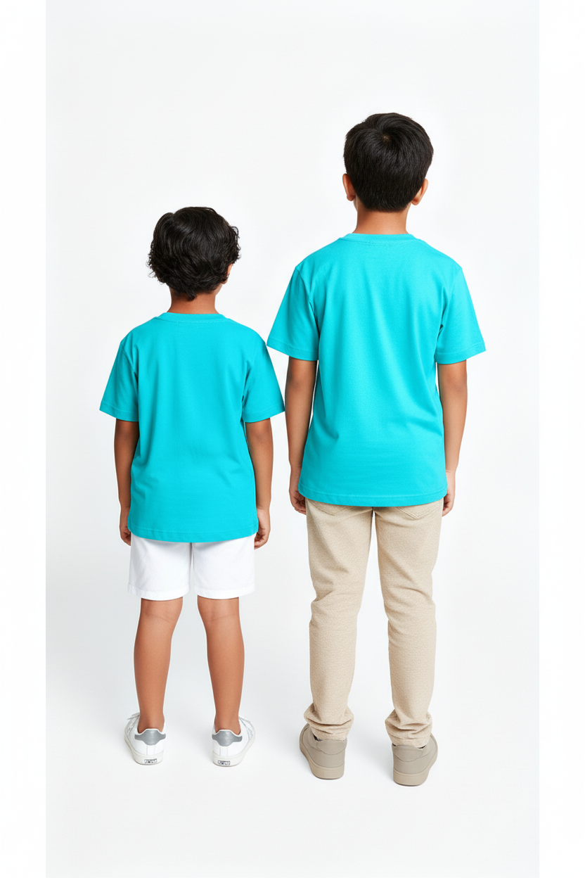 Kids' Unisex Plain Teal T-Shirt