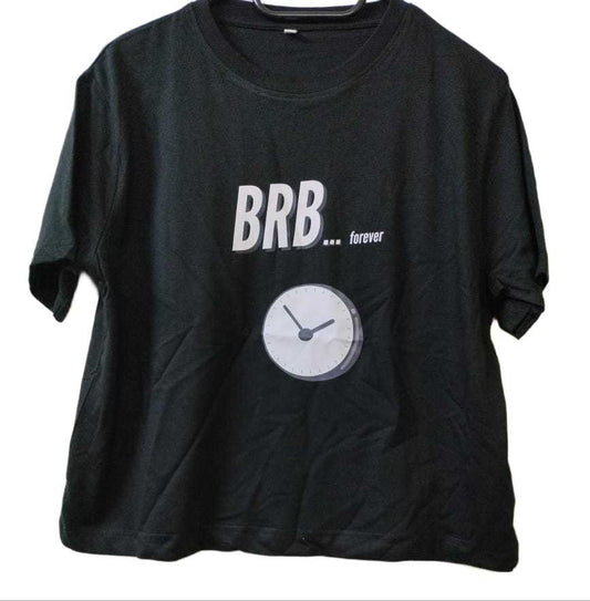 'BRB' Image Printed Crop Top - Black