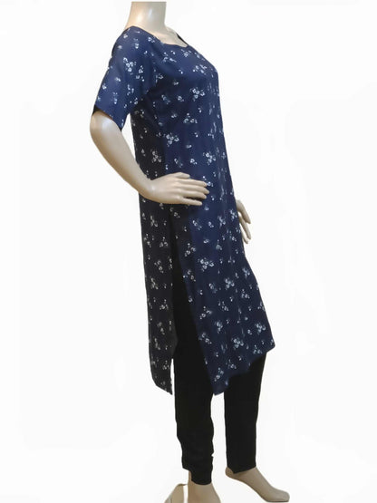 Blue Cotton Kurthi with Floral Print eSiddhi