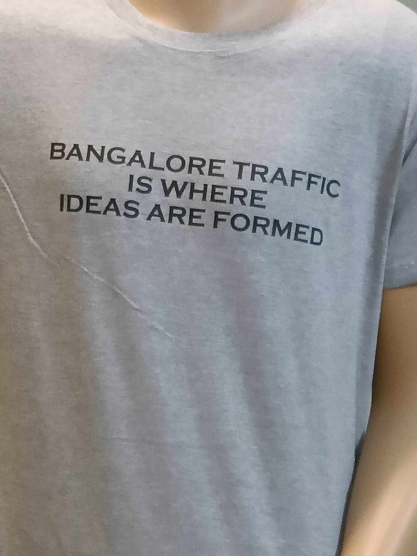 Cotton Slim Round Neck T-Shirt - Grey Heather - Bangalore Print