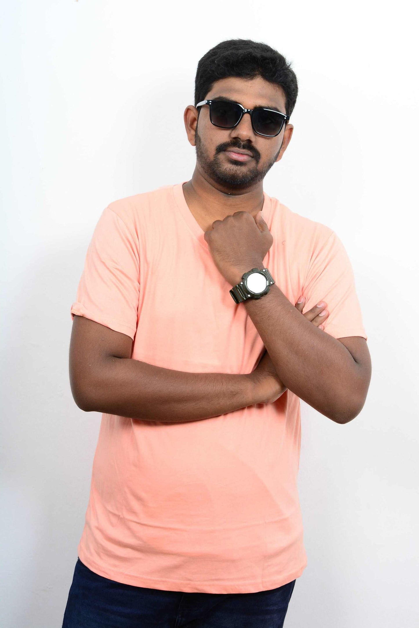 Cotton Slim Round Neck T-Shirt - Sunset
