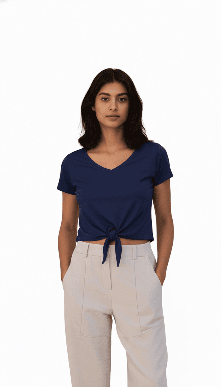 Plain Knot Top - Navy Blue