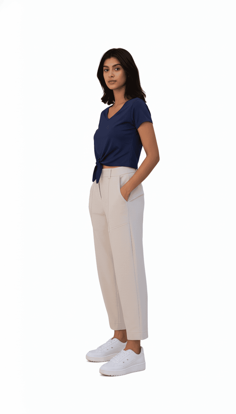 Plain Knot Top - Navy Blue