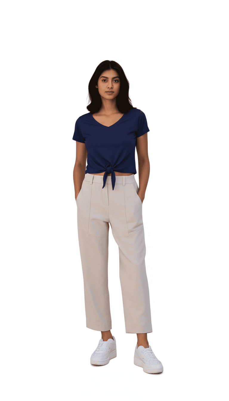 Plain Knot Top - Navy Blue