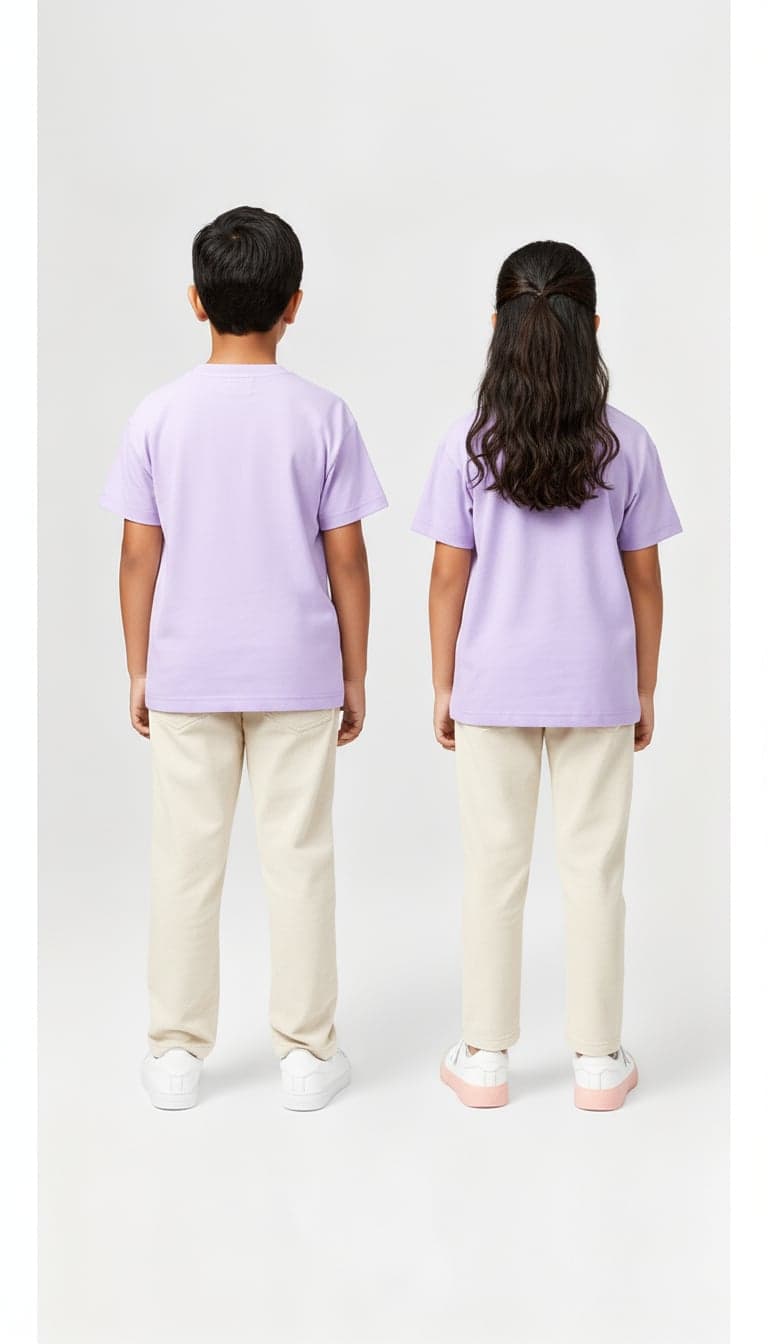Kids' Unisex Plain Lilac T-Shirt