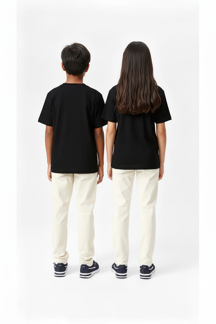 Kids' Unisex Plain Black T-Shirt