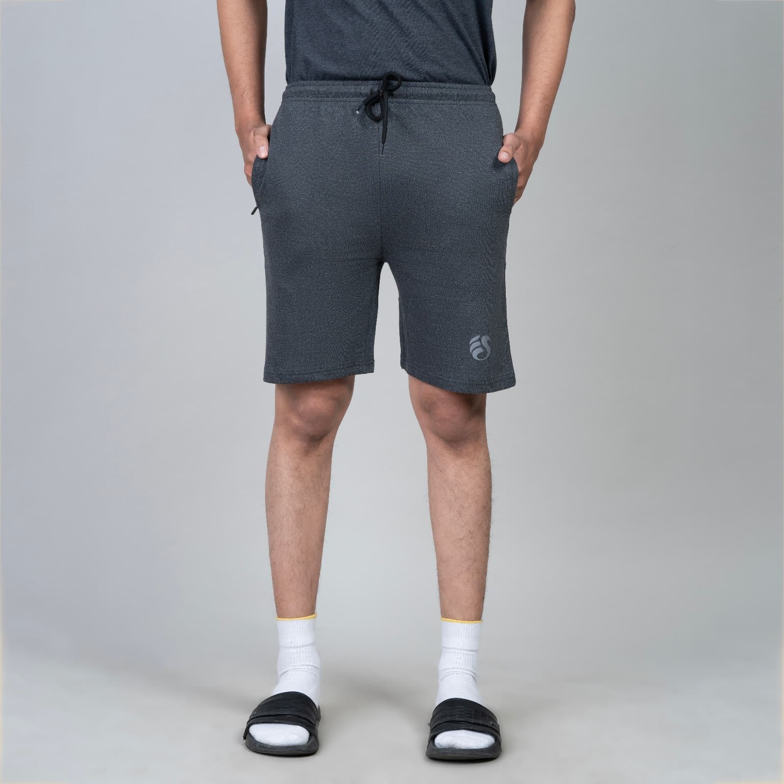 Men Single Zip Light Grey Color Short