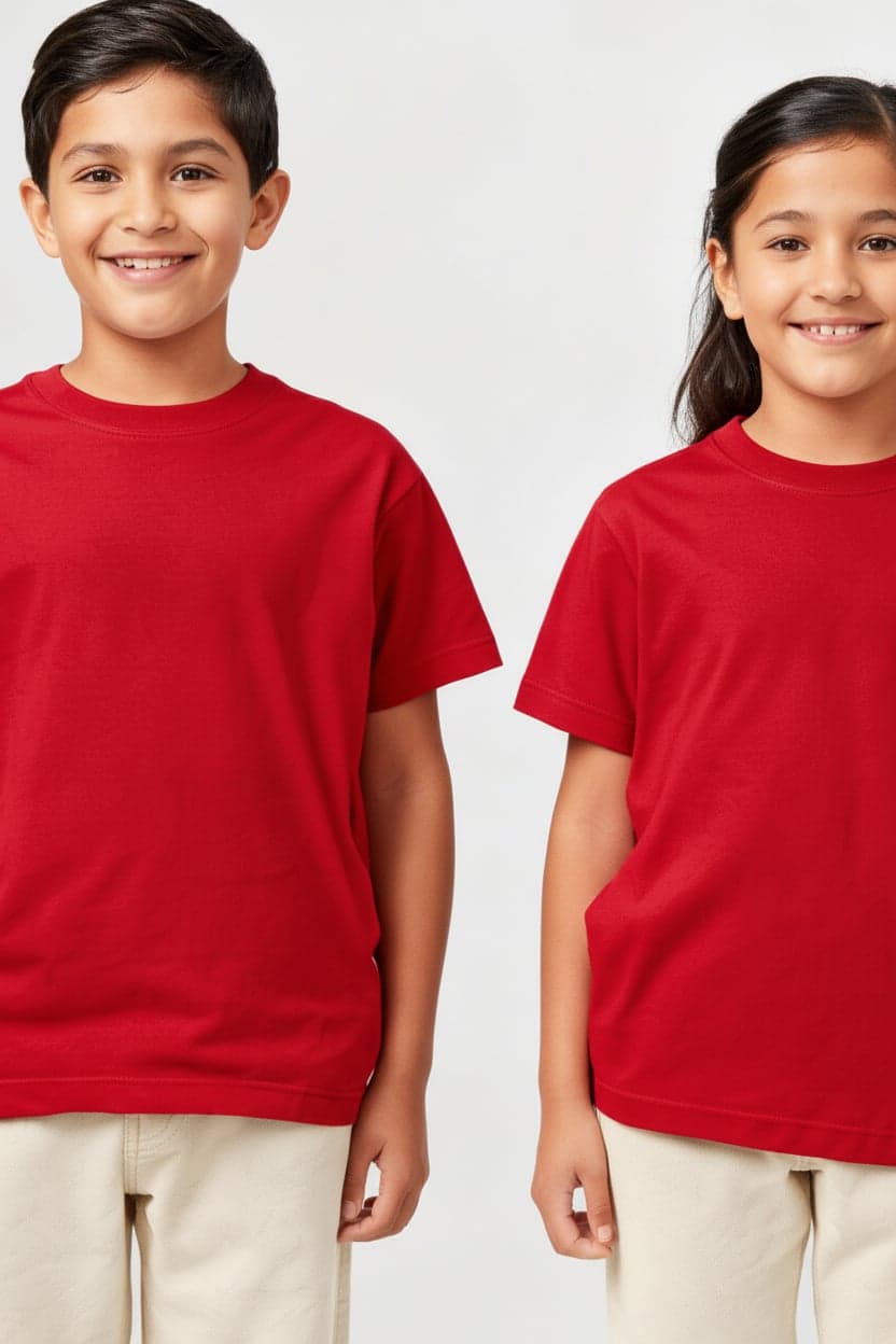 Kids' Unisex Plain Red T-Shirt