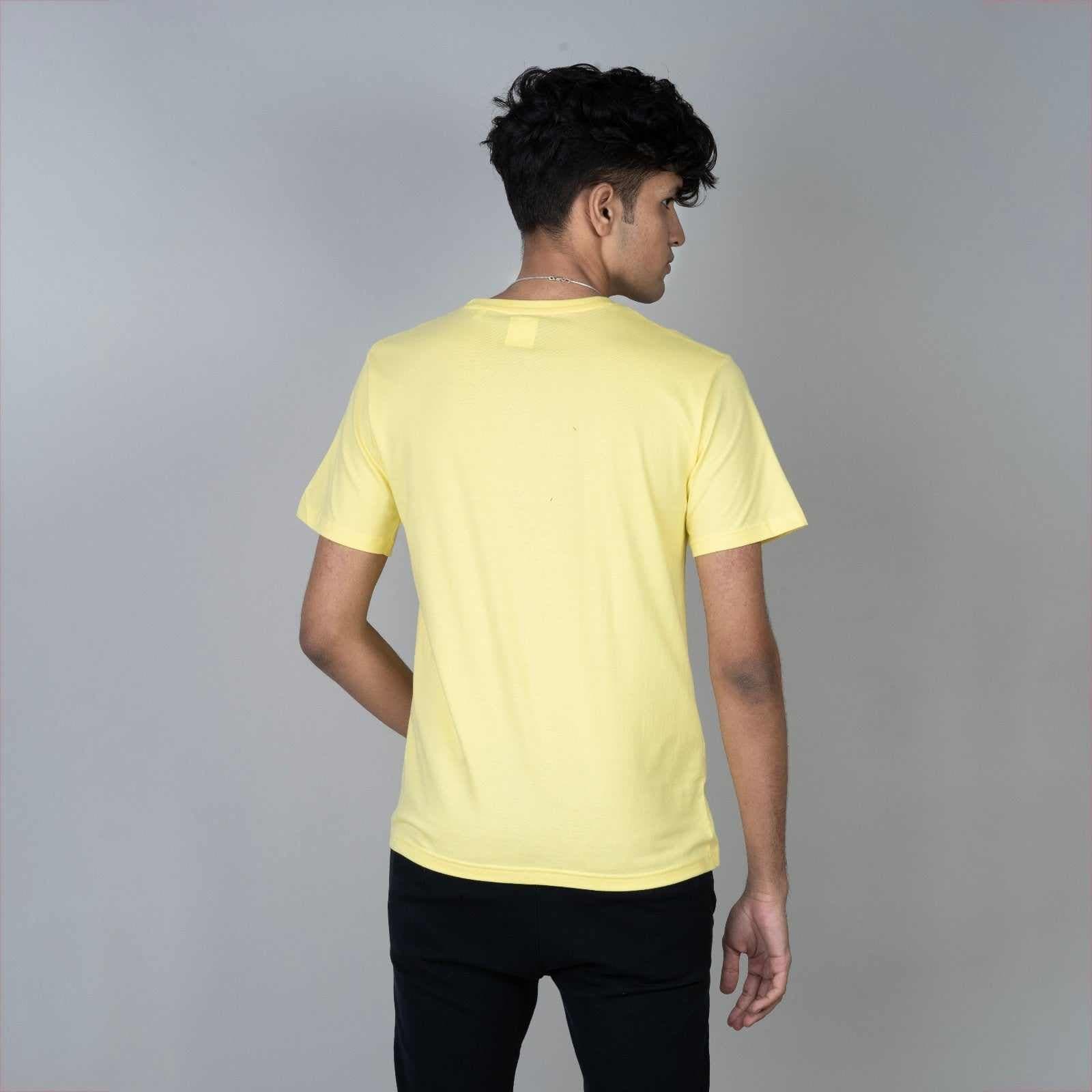 Cotton Slim Round Neck T-Shirt - Pale Yellow