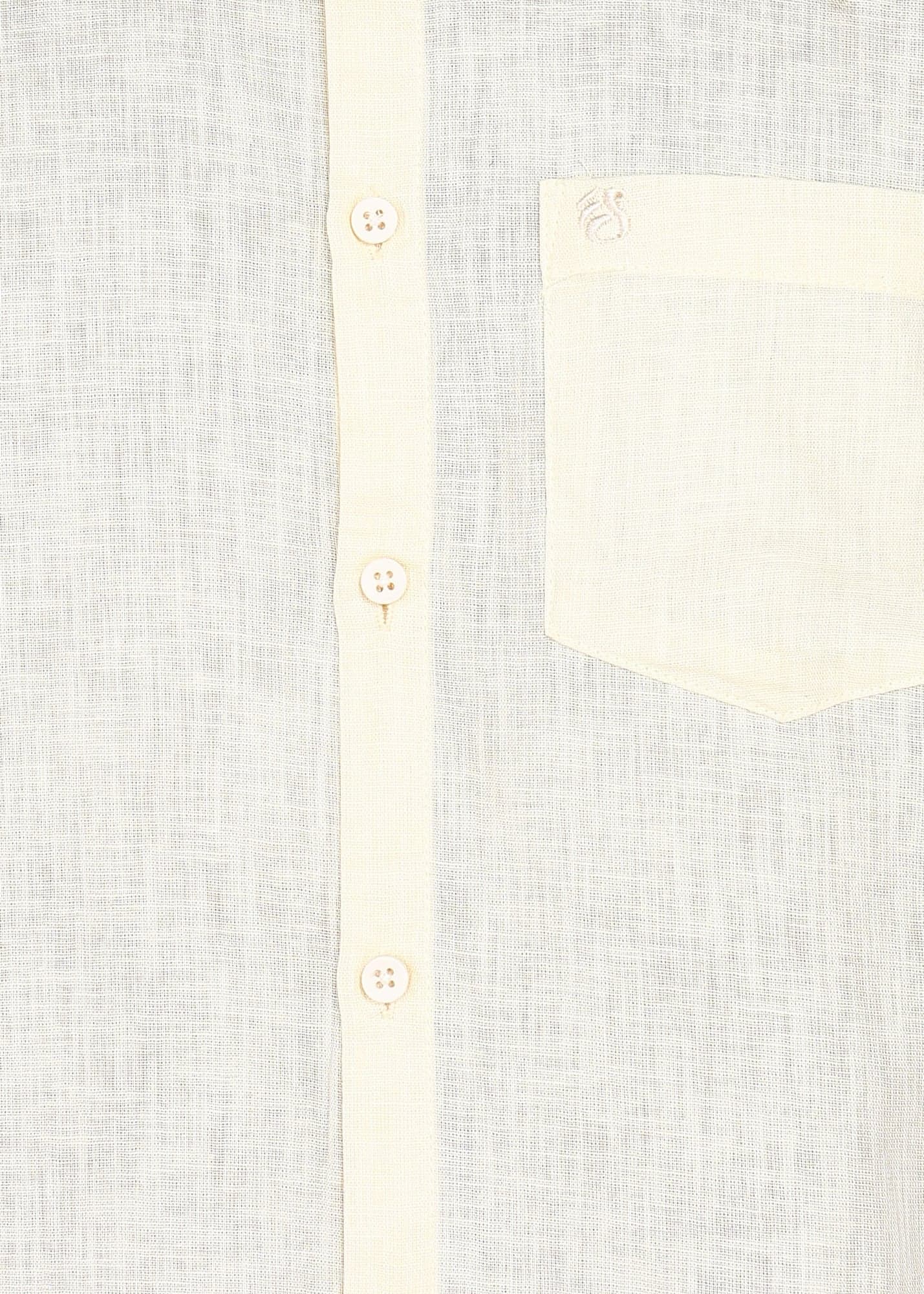 eSiddhi Men Cream Linen Half Sleeve Casual Shirt