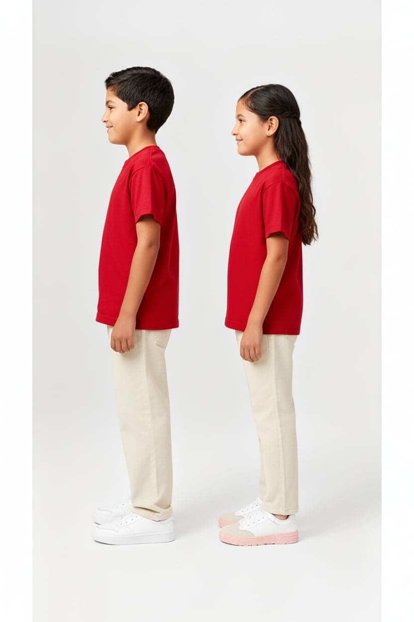 Kids' Unisex Plain Red T-Shirt