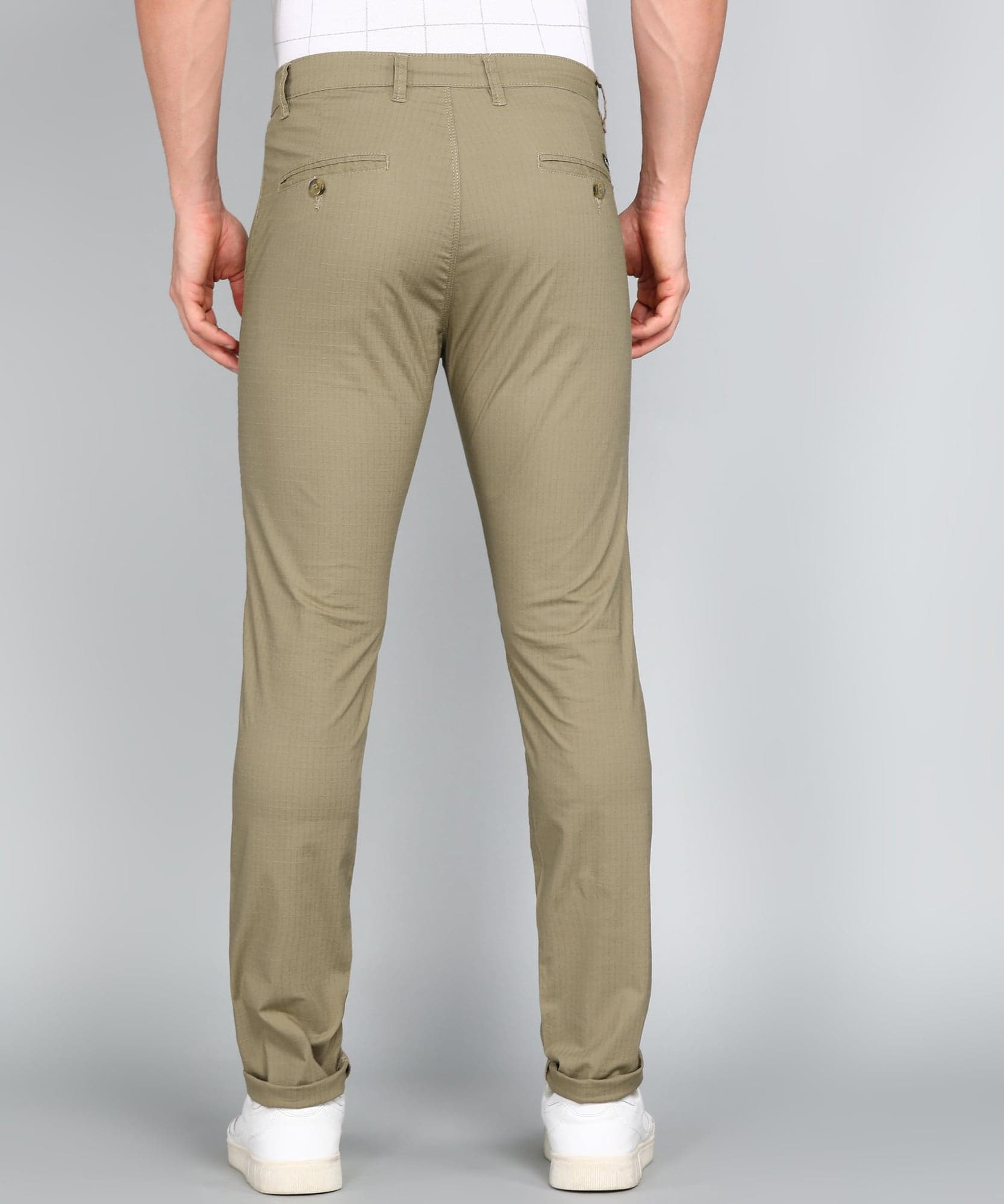eSiddhi Men Heathered Grey Solid Slim Fit Chinos for Men