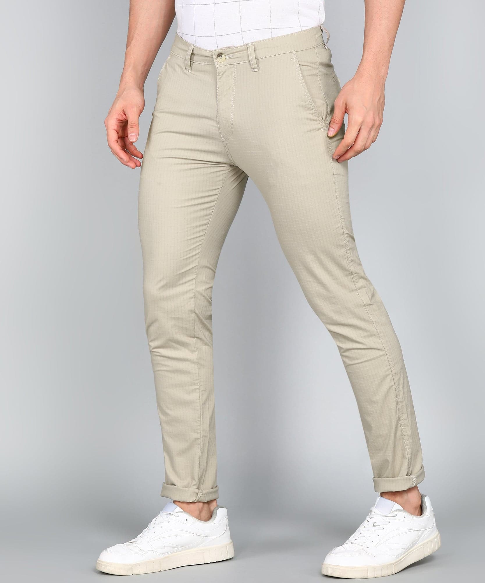 eSiddhi Men Antique white Solid Slim Fit Chinos for Men
