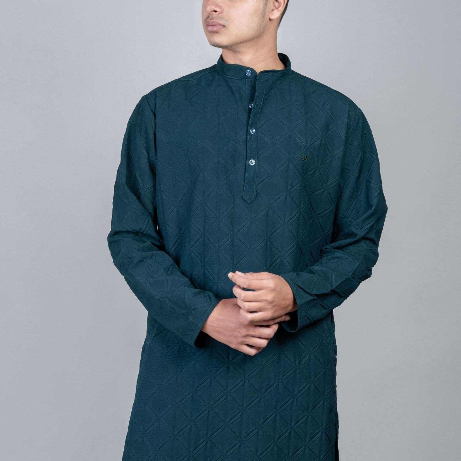 Casual Long Kurta for men -Green