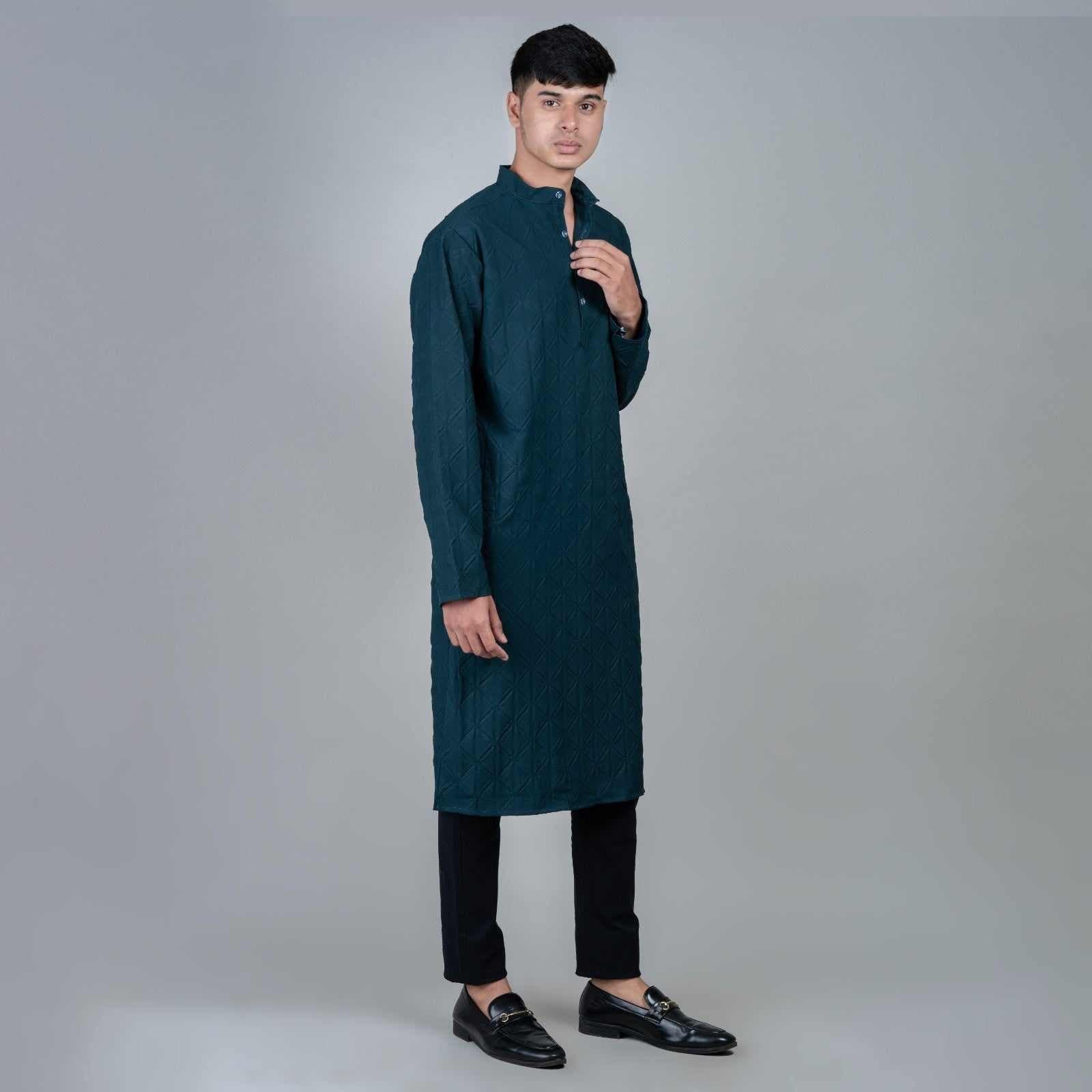 Casual Long Kurta for men -Green
