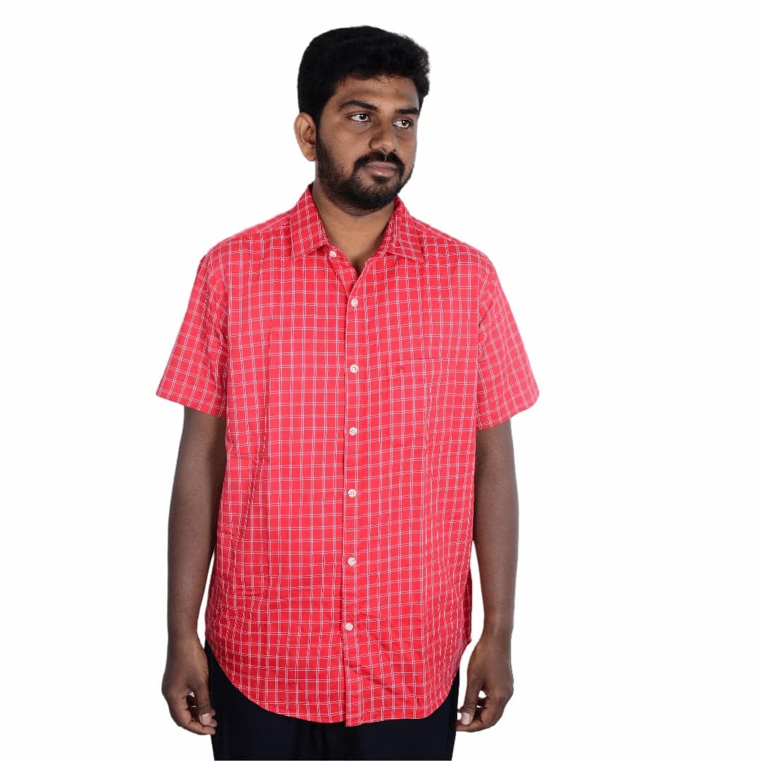 Cotton Slim Fit Half Shirt red half