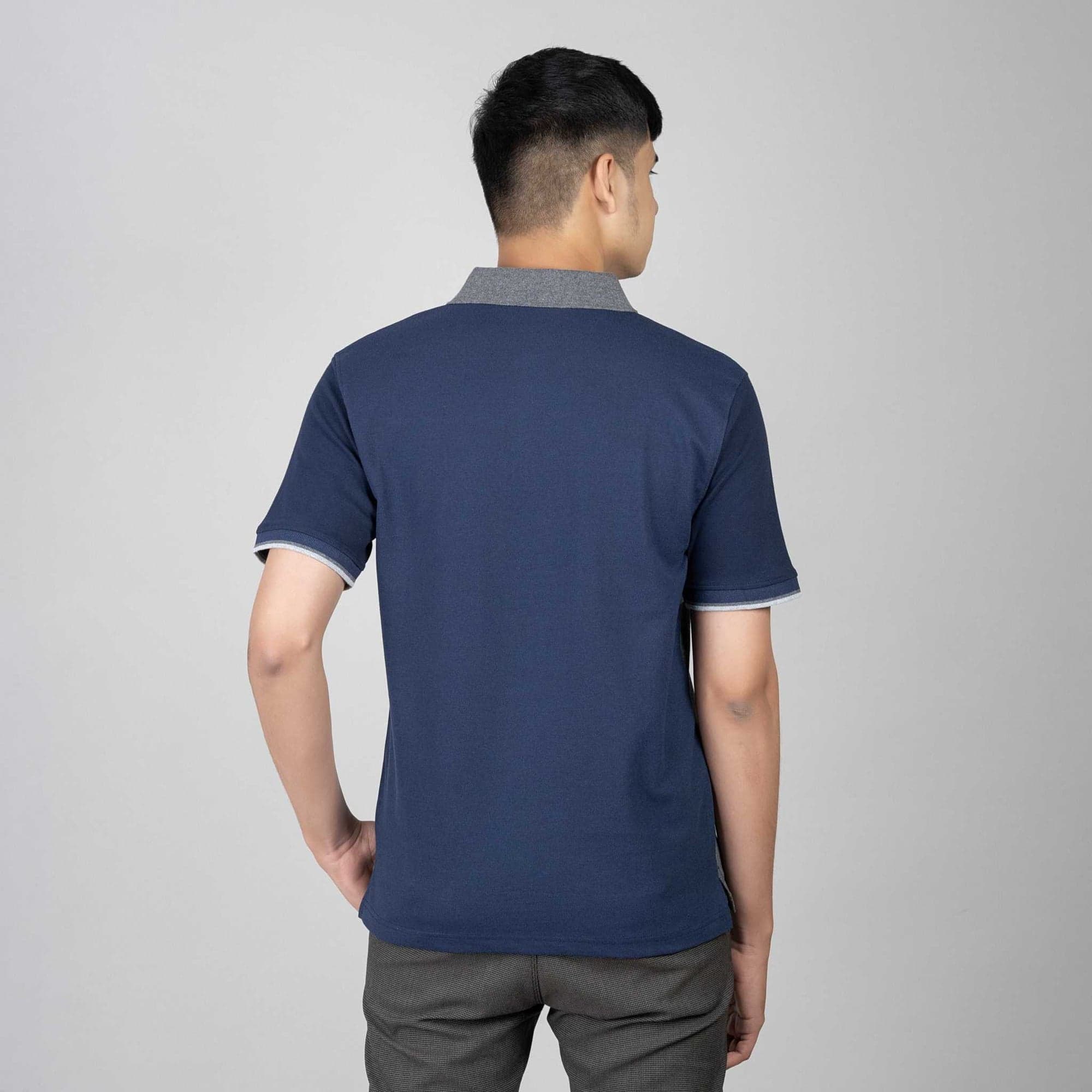 Polo T-shirt with Pocket - Blue, Grey