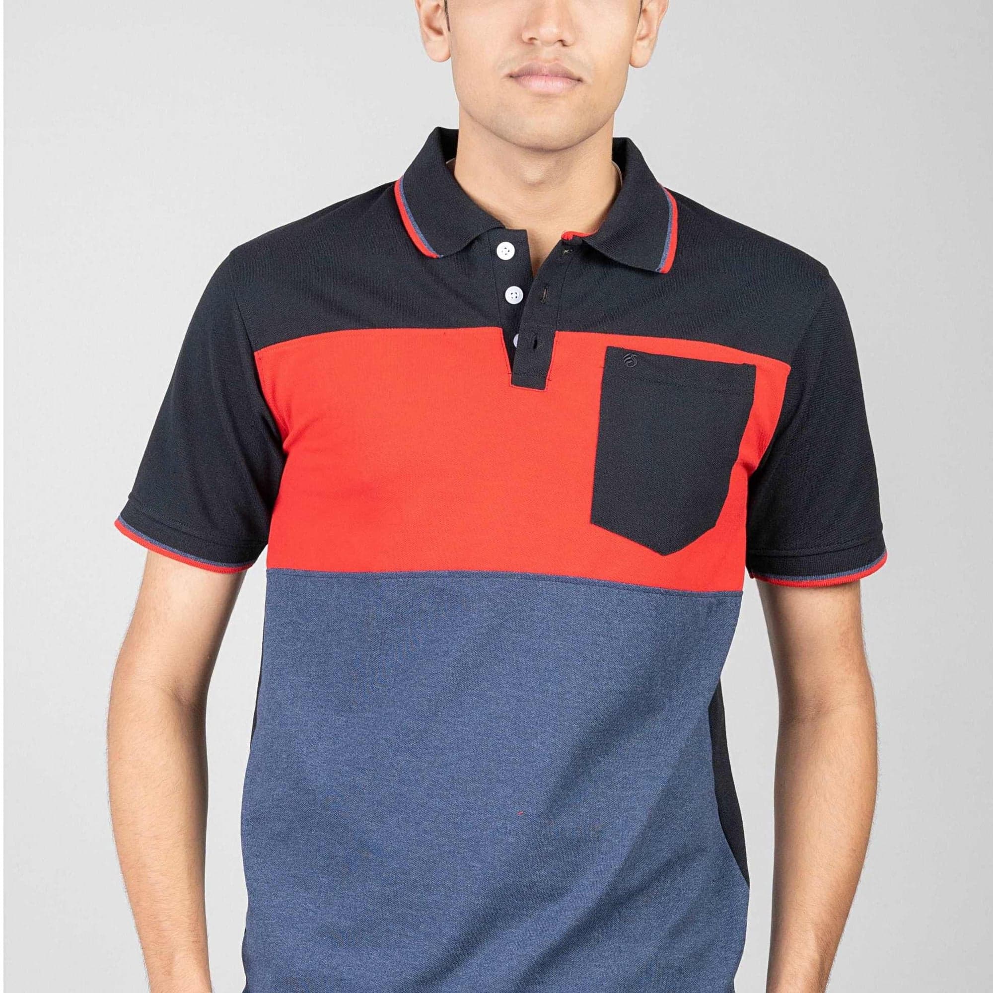 Polo T-shirt with Pocket - Black, Red, Blue