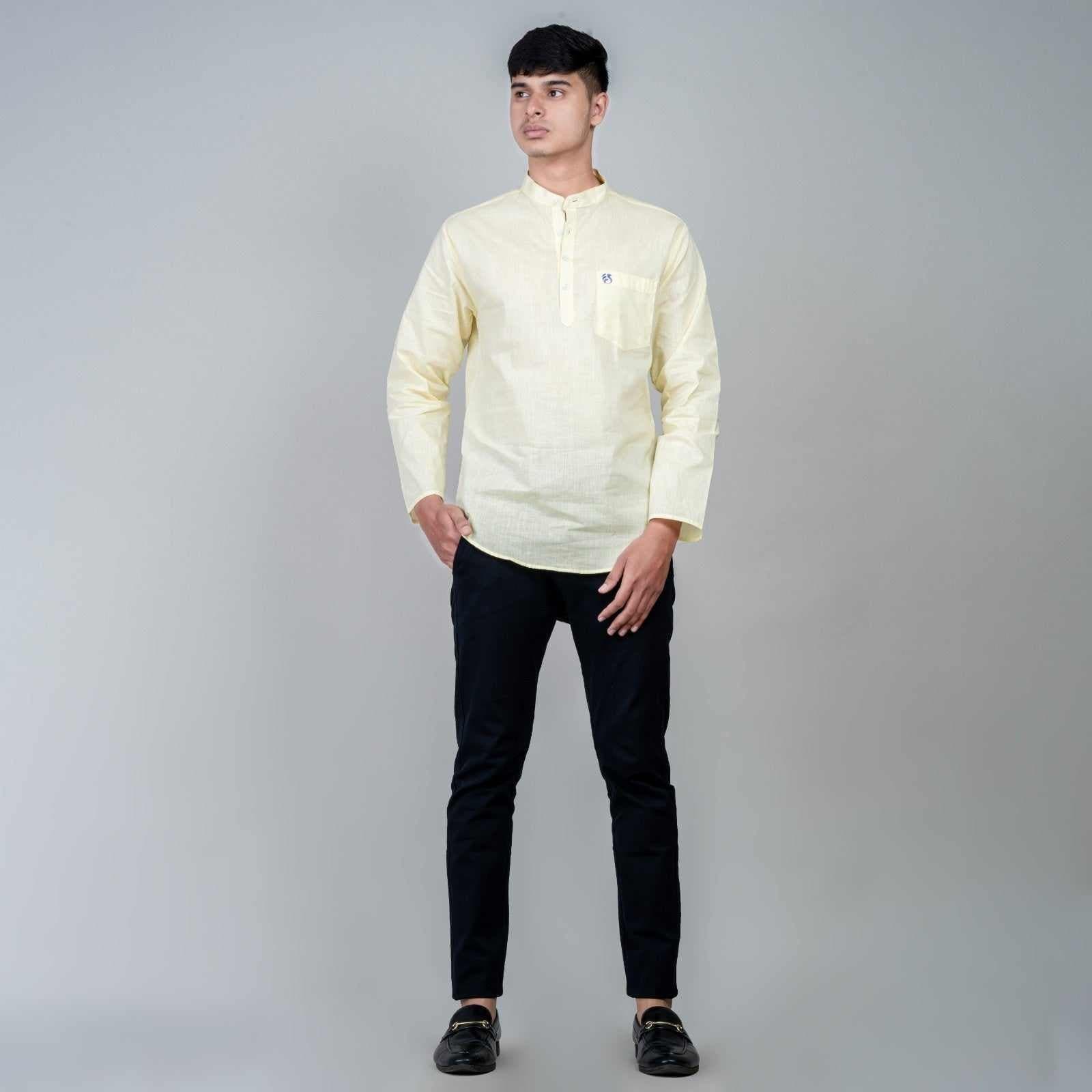 Casual Short Kurta for men -Cream