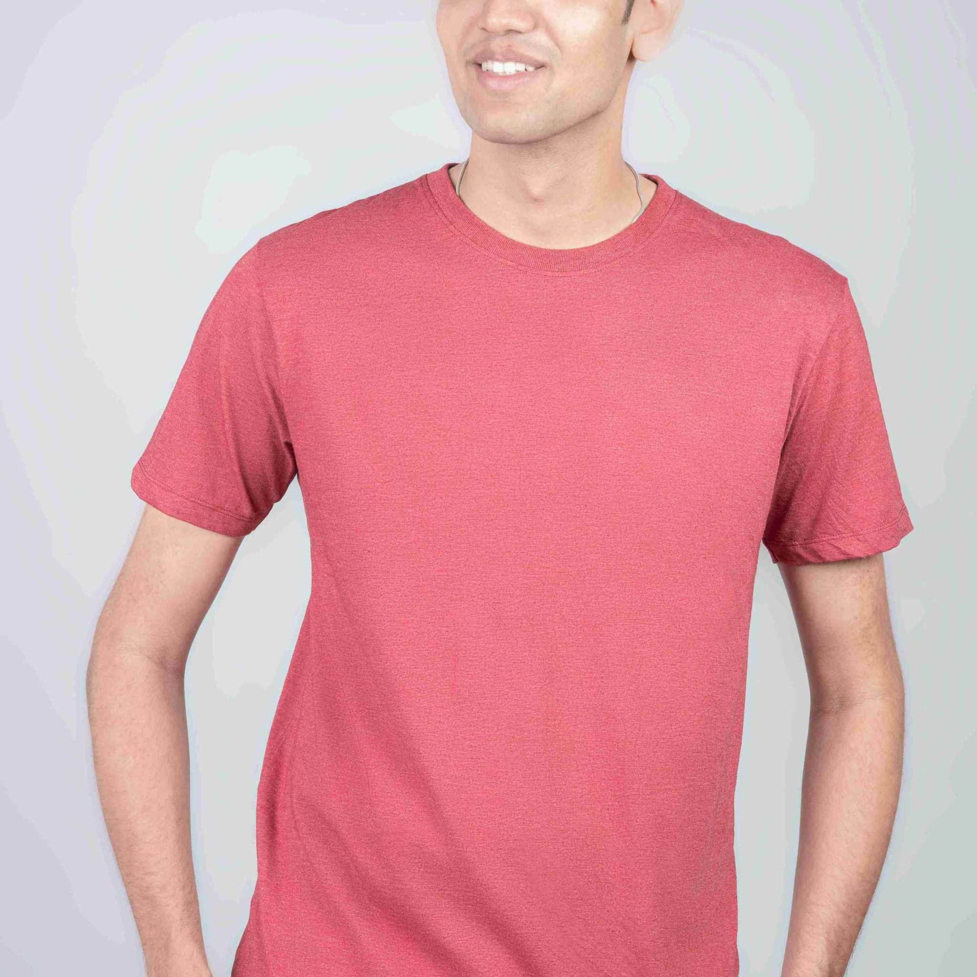 Cotton Slim Round Neck T-Shirt - Cardinal Heather