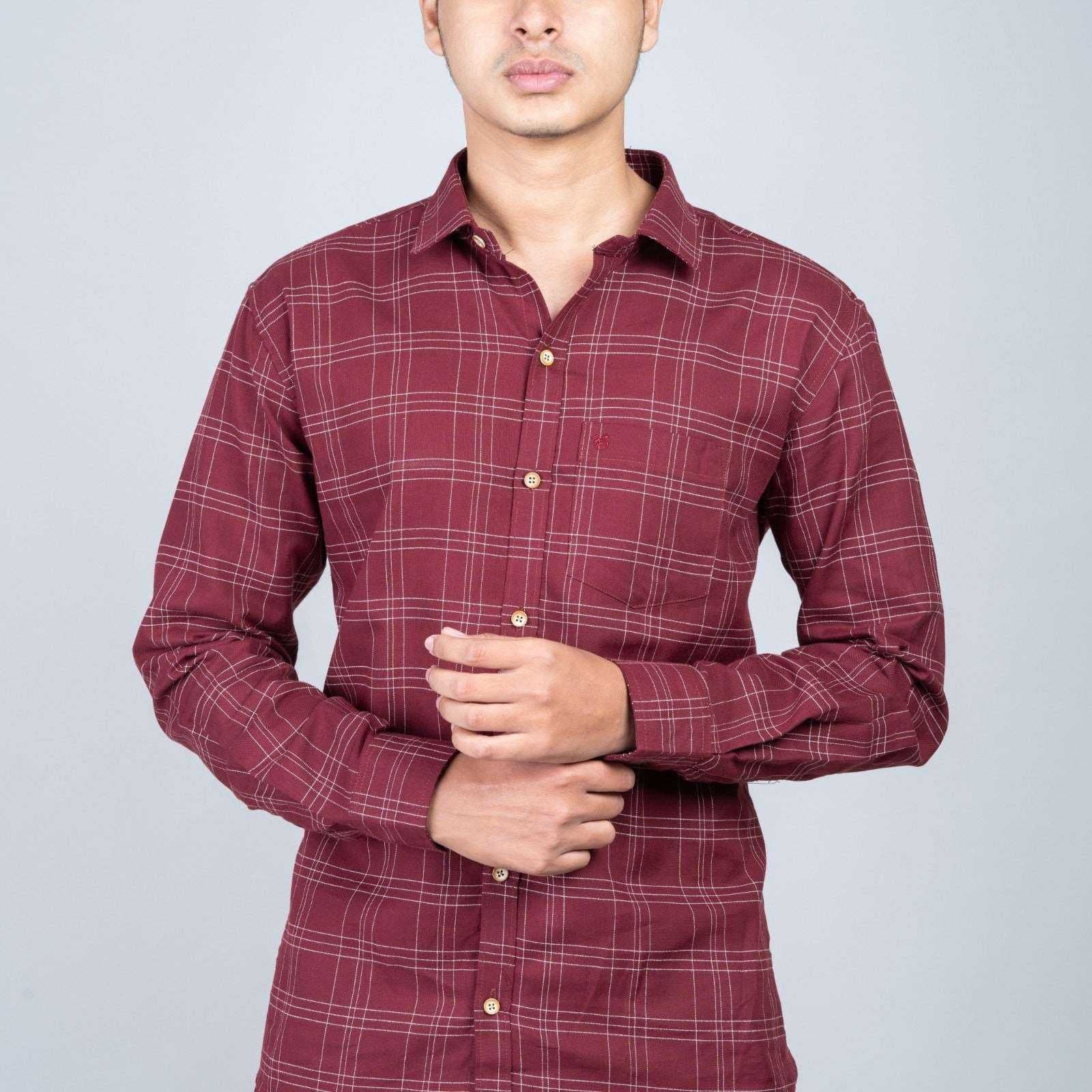 Cotton Regular Full Shirt - Maroon