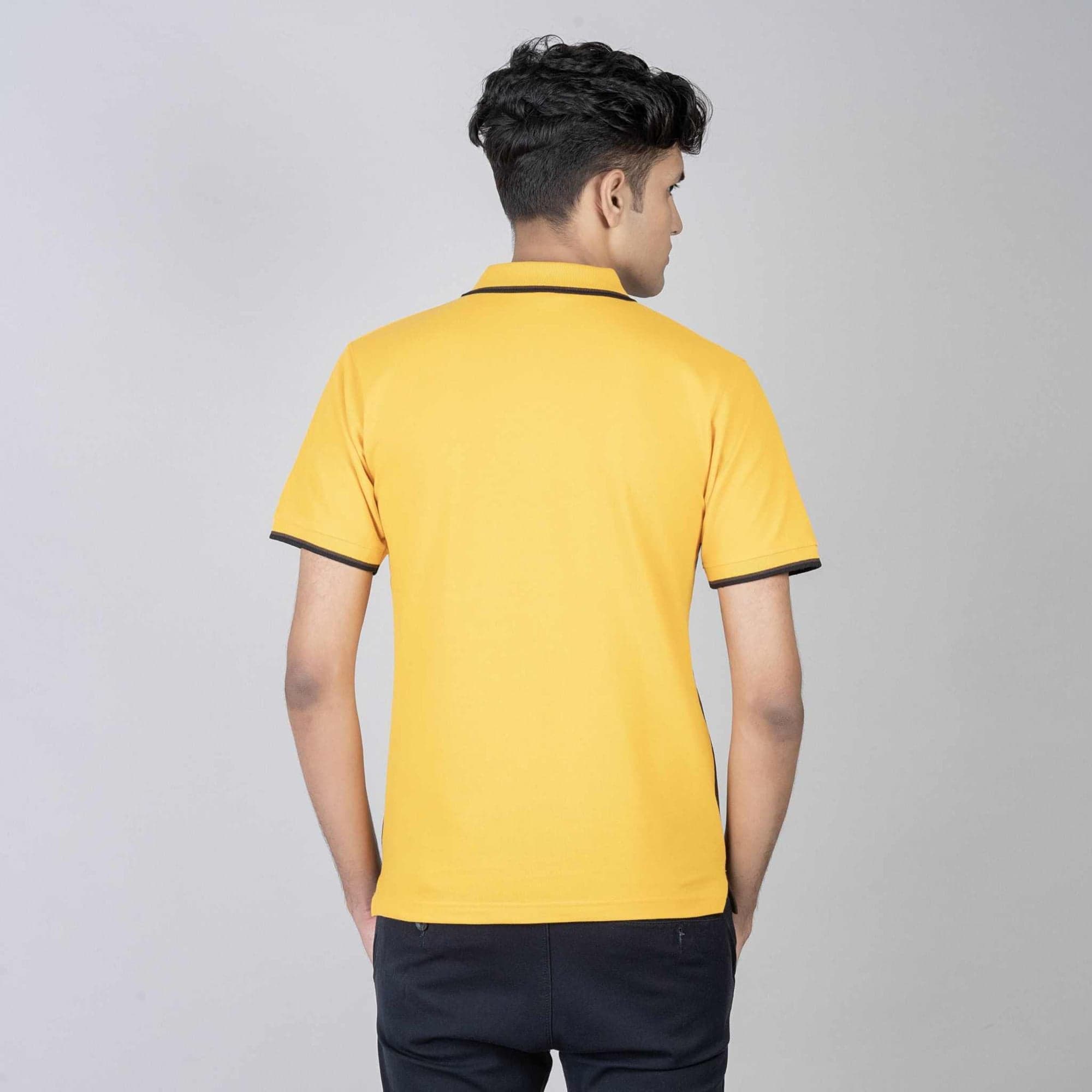 Polo T-Shirt with Pocket - Yellow, Black, Brown