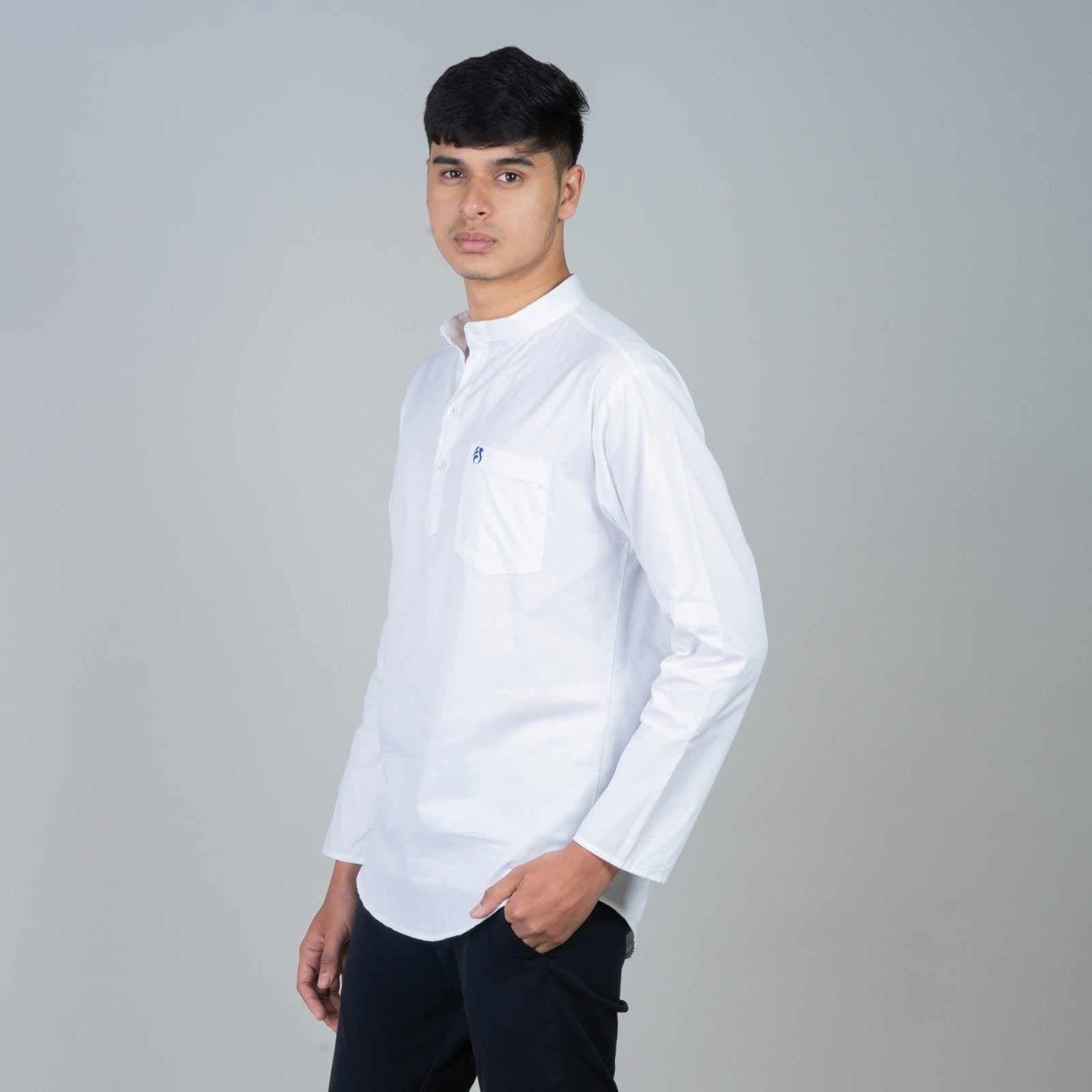 Casual Short Kurta for men - White
