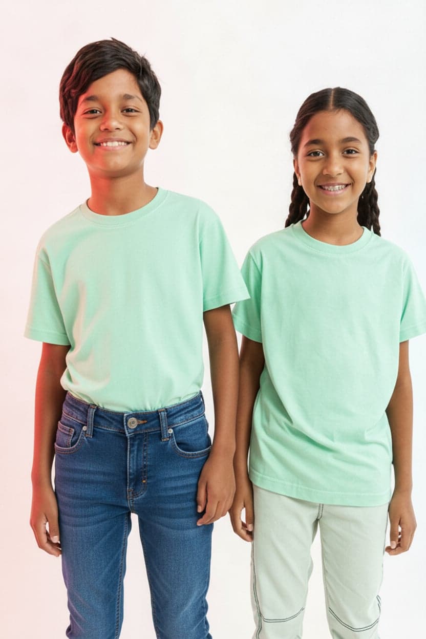 Kids' Unisex Plain Mint T-Shirt