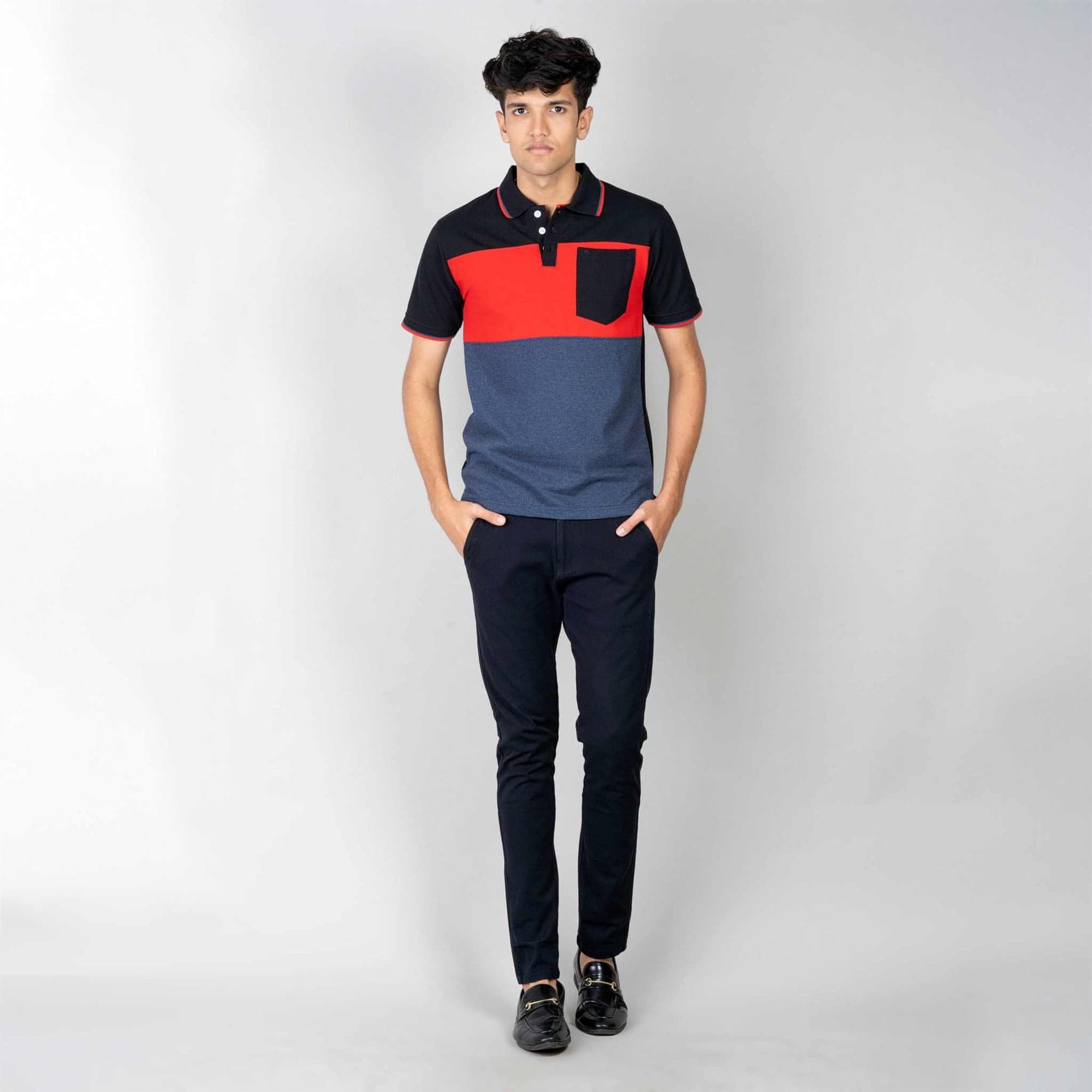 Polo T-shirt with Pocket - Black, Red, Blue