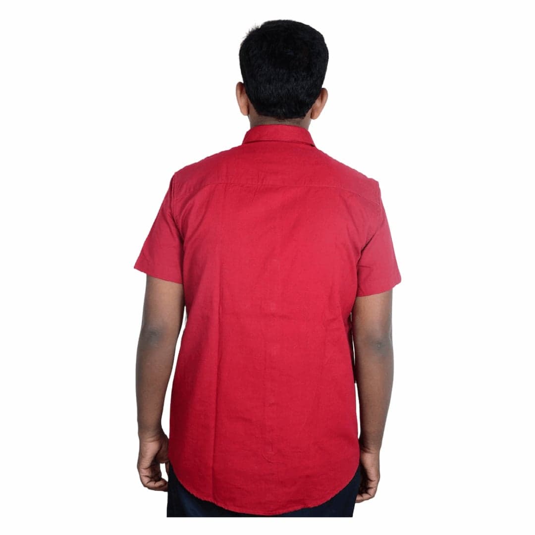 Cotton Slim Fit Half Shirt - maroon