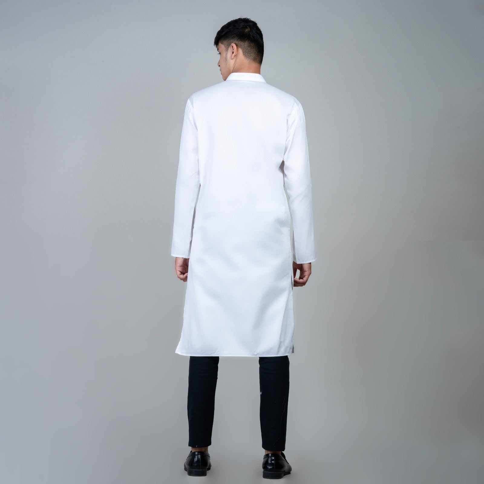 Casual long kurta for men -White