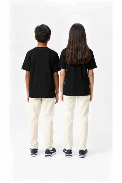 Kids' Unisex Plain Black T-Shirt