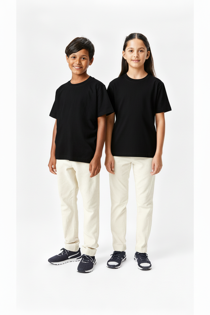 Kids' Unisex Plain Black T-Shirt