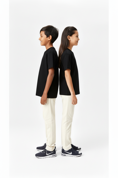 Kids' Unisex Plain Black T-Shirt