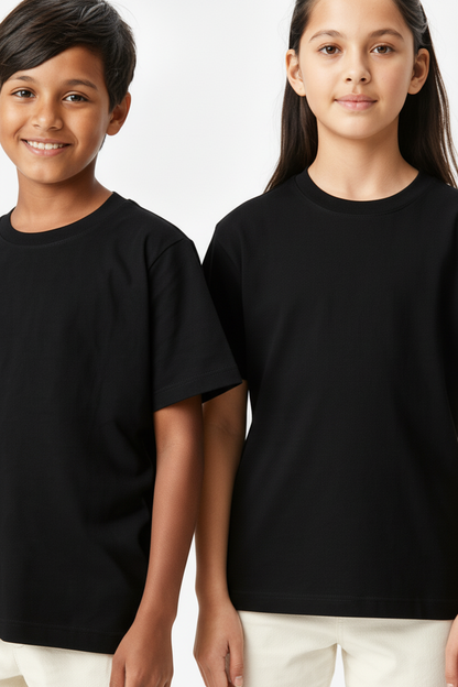 Kids' Unisex Plain Black T-Shirt