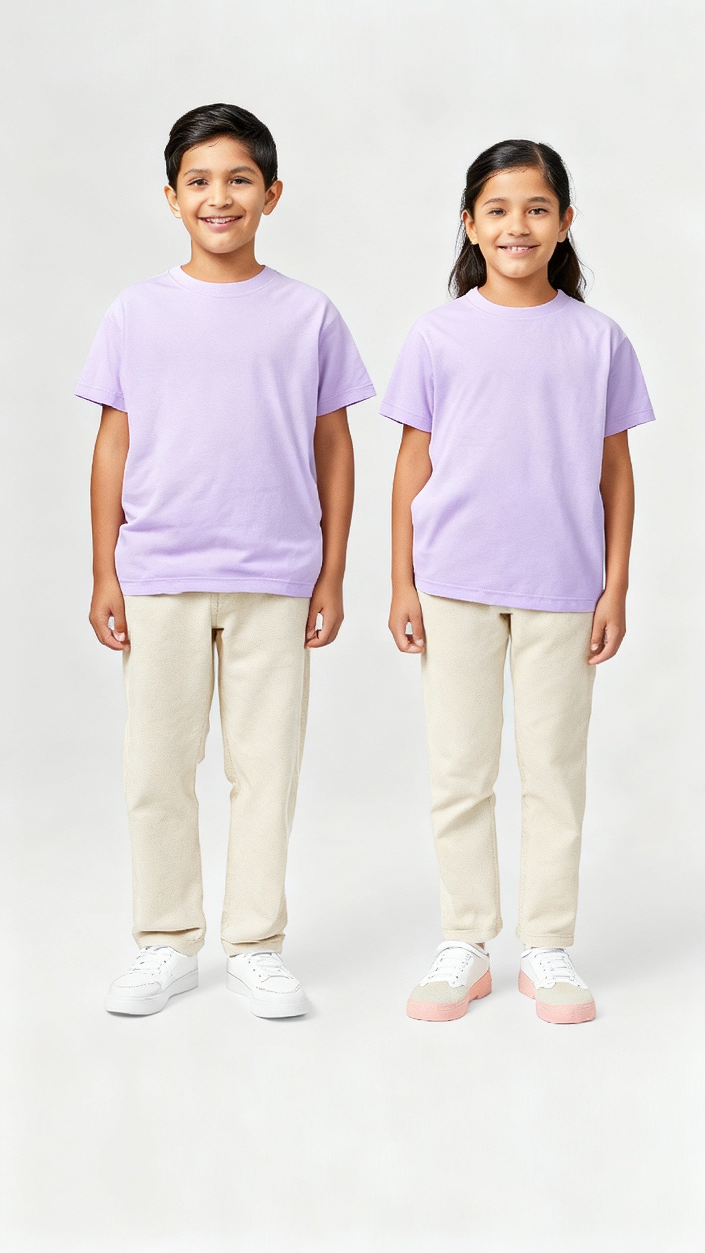Kids' Unisex Plain Lilac T-Shirt