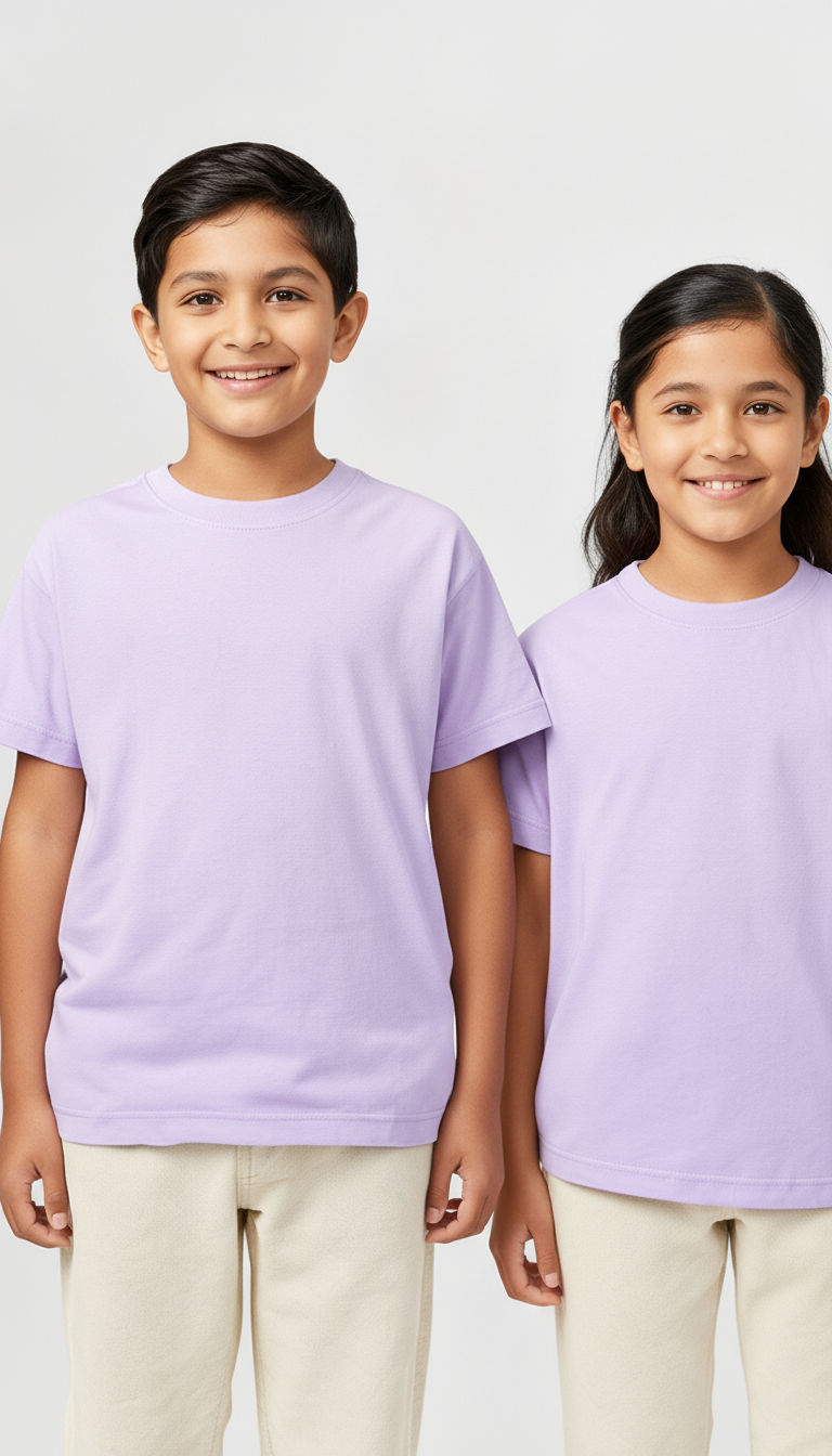 Kids' Unisex Plain Lilac T-Shirt